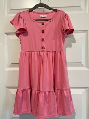 Lemon Kiss Girls Pink Ribbed Dress - EUC
